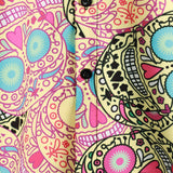 Men's Short Sleeve Cotton Shirt with Pink Skull