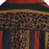 Men's Lion Patch Patterned Short Sleeve Shirt in Vertical Stripes for Summer Holidays