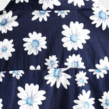 Men's Short Sleeve Cotton Hawaiian Shirt in Navy Color with Daisies