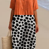 Penelope - Orange Dress with Contrasting Dots