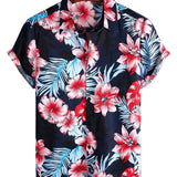 Cotton Shirt with Tropical Plant Floral Print from Hawaii for Men