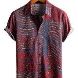 Short Sleeve Striped Cotton Shirt for Men