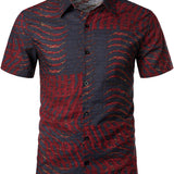 Short Sleeve Striped Cotton Shirt for Men