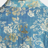 Short Sleeve Cotton Shirt with Blue Floral Pattern for Men