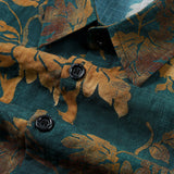 Vintage Cotton Hawaiian Shirt for Men, Button-Up, Short Sleeves, Green