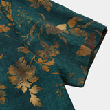 Vintage Cotton Hawaiian Shirt for Men, Button-Up, Short Sleeves, Green