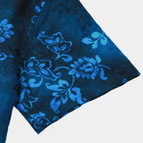 Short Sleeve Hawaiian Floral Cotton Shirt in Blue for Men