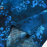 Short Sleeve Hawaiian Floral Cotton Shirt in Blue for Men