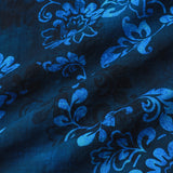 Short Sleeve Hawaiian Floral Cotton Shirt in Blue for Men