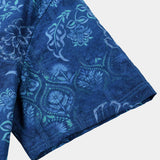 Men's Short Sleeve Floral Cotton Hawaiian Style Shirt Blue