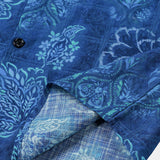 Men's Short Sleeve Floral Cotton Hawaiian Style Shirt Blue