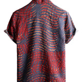 Short Sleeve Striped Cotton Shirt for Men