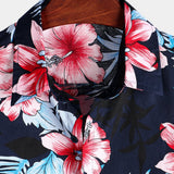 Cotton Shirt with Tropical Plant Floral Print from Hawaii for Men