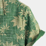 Casual Retro Hawaiian Cotton Shirt for Men with Pocket
