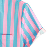 Short Sleeve Cotton Shirt with Flamingo Pattern and Belt for Men