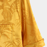 Men's Short Cotton Floral Shirt with Buttons, Summer Jacquard