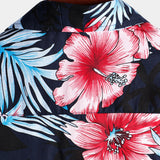 Cotton Shirt with Tropical Plant Floral Print from Hawaii for Men
