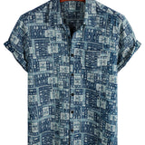 Short Sleeve Cotton Retro Casual Shirt for Men