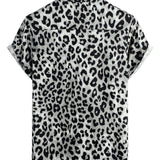 Short Sleeve Shirt with White Leopard Print for Men