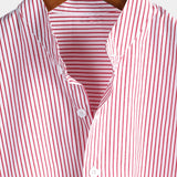 Short Sleeve Cotton Shirt with High Collar for Men