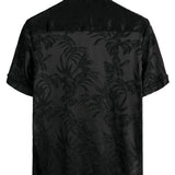 Men's Short Cotton Floral Shirt with Buttons, Summer Jacquard
