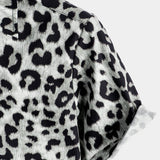 Short Sleeve Shirt with White Leopard Print for Men