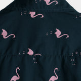 Casual Cotton Hawaiian Short Sleeve Shirt with Tropical Flamingo Buttons for Men