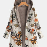 Elena - Boho Floral Sherpa Hooded Coat