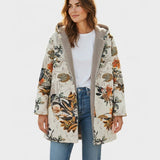 Elena - Boho Floral Sherpa Hooded Coat