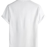 Men's Solid Color Cotton Shirt with High Collar and Half Button, with Front Pocket