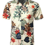 Hawaiian Cotton Button-Up Shirt for Men