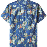 Men's Short Sleeve Cotton Shirt in Floral Pattern, Breathable and Fresh