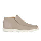 Men's Suede Moccasins – Slip-On Chukka Style, Flat Heel – Greige
