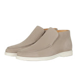 Men's Suede Moccasins – Slip-On Chukka Style, Flat Heel – Greige