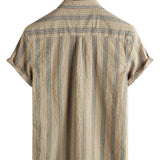 Men's Cotton Shirt with Pocket, Hawaiian Style, for Holidays, with Buttons and Short Sleeves