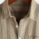 Men's Cotton Shirt with Pocket, Hawaiian Style, for Holidays, with Buttons and Short Sleeves