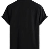 Men's Cotton Shirt in Solid Color with High Collar and Medium Closure, with Pocket in the Front