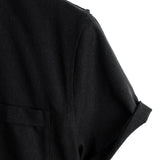 Men's Cotton Shirt in Solid Color with High Collar and Medium Closure, with Pocket in the Front