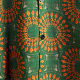 Men's Retro 70s Floral Cotton Shirt, Green, Summer, Beach, Boho, Short Sleeve