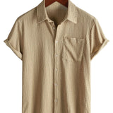 Casual Short Sleeve Cotton Shirt for Men for Summer