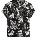 Short Sleeve Cotton Shirt with Floral Pattern for Men