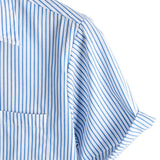 Short Sleeve Striped Cotton Shirt with Pocket for Men