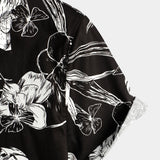 Short Sleeve Cotton Shirt with Floral Pattern for Men