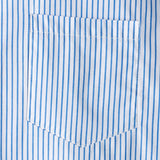 Short Sleeve Striped Cotton Shirt with Pocket for Men