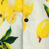 Hawaiian Style Short Sleeve Cotton Beach Shirt with Lemon Pattern for Men