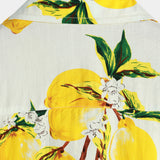 Hawaiian Style Short Sleeve Cotton Beach Shirt with Lemon Pattern for Men