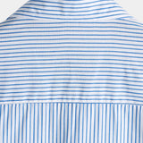 Short Sleeve Striped Cotton Shirt with Pocket for Men