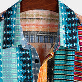 Men's Short Sleeve Shirt in Colorful Stripes
