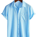 Casual Short Sleeve Cotton Shirt for Men for Summer