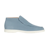 Men's Suede Moccasins – Slip-On Chukka Style, Flat Sole – Light Blue